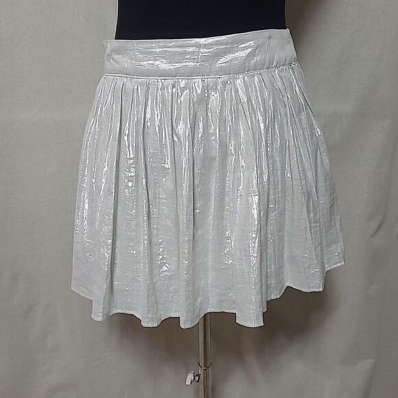 Aeropostale Pleated Mini Skirt Juniors Size 5/6 Grey Shimmer Lined Zip Closure - Picture 5 of 12